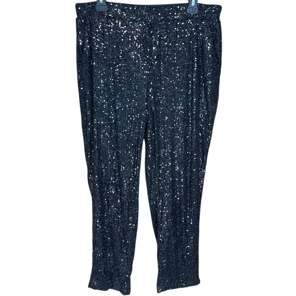 Cable & Gauge Sequin Tapered Pant Black